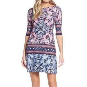 Eliza J Jersey Shift Paisley Print Above Knee Jersey Dress Size 10 NEW
